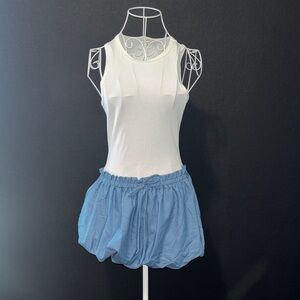 love J White Tank Top with Light Blue Bubble Skirt